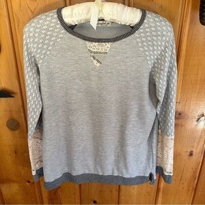 Scrapbook Lace Trim Hoodie Coquette Y2K Gray Medium